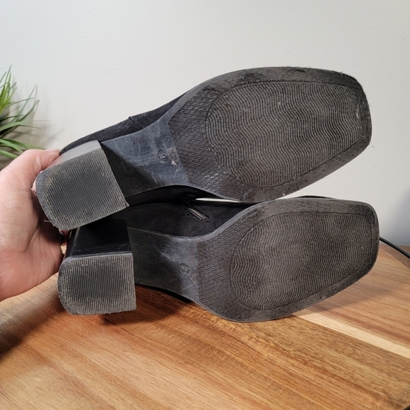 Pierre Dumas Black Vegan Suede Ankle Boots Block heels Size 9 - Picture 11 of 14